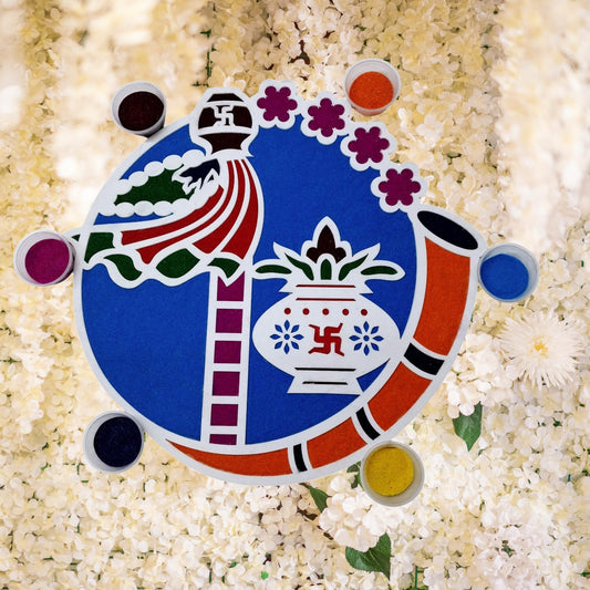 Gudi Padwa rangoli template mat, 18 inch, Design 2