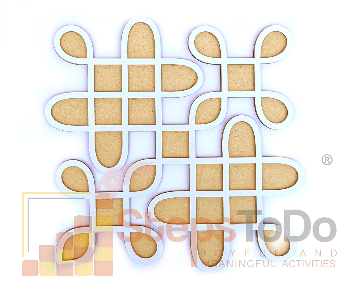 Reusable Kolam/Muggulu Rangoli Template with Wooden Base – 11.5 Inch