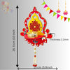 Hand-Painted Diya Jharokha – Red & Yellow, Mirror Work & Pearl Hanging