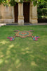 Ready-to-Use Wooden Rangoli Mat with Mirror Work – T438_D