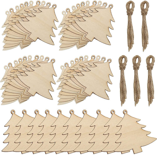 Unfinished wooden Christmas tree cutouts, 50 pieces