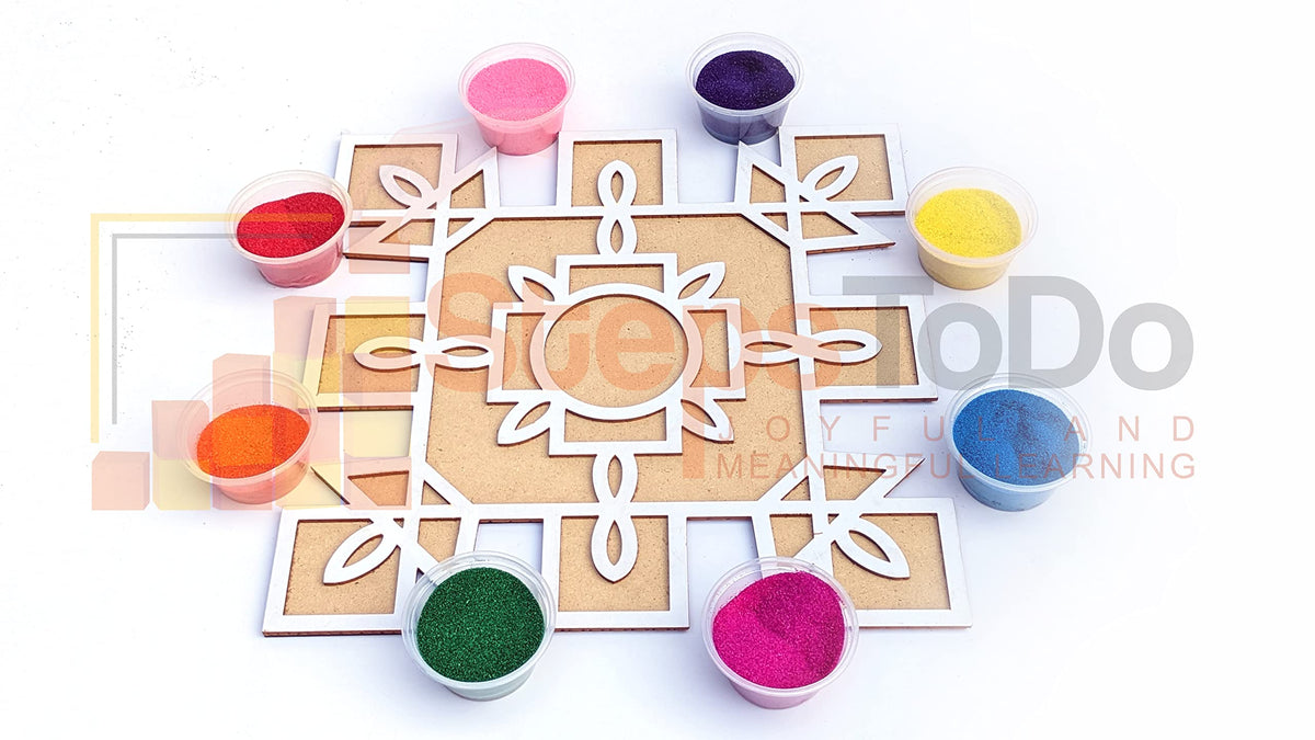 Reusable Rangoli Making Frame with Wooden Base