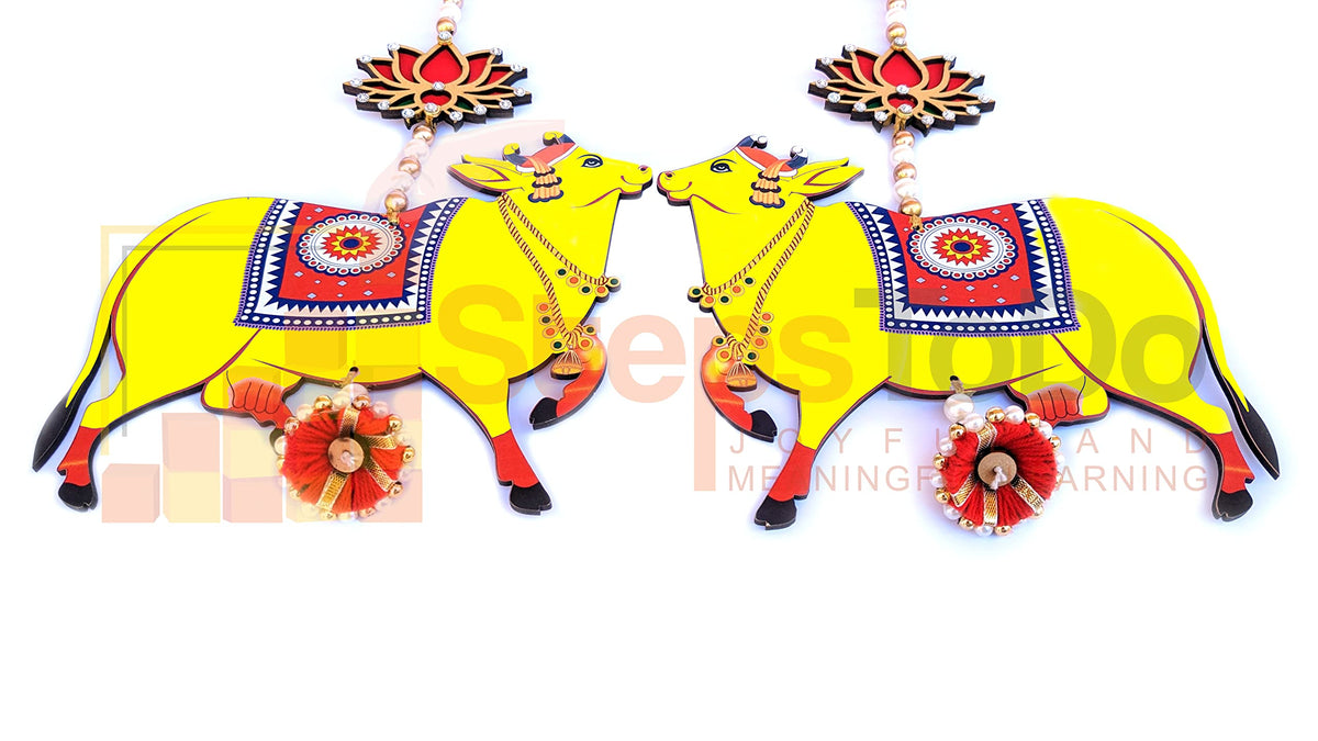 Handmade Pichwai Cow & Lotus Hangings – Jhumki Style