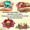 Reversible Wooden Lotus Tealight Holders – Set of 2, Pink & Ocean Blue