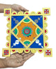 Ready-to-Use Wooden Rangoli Mat with Mirror Work – T438_C