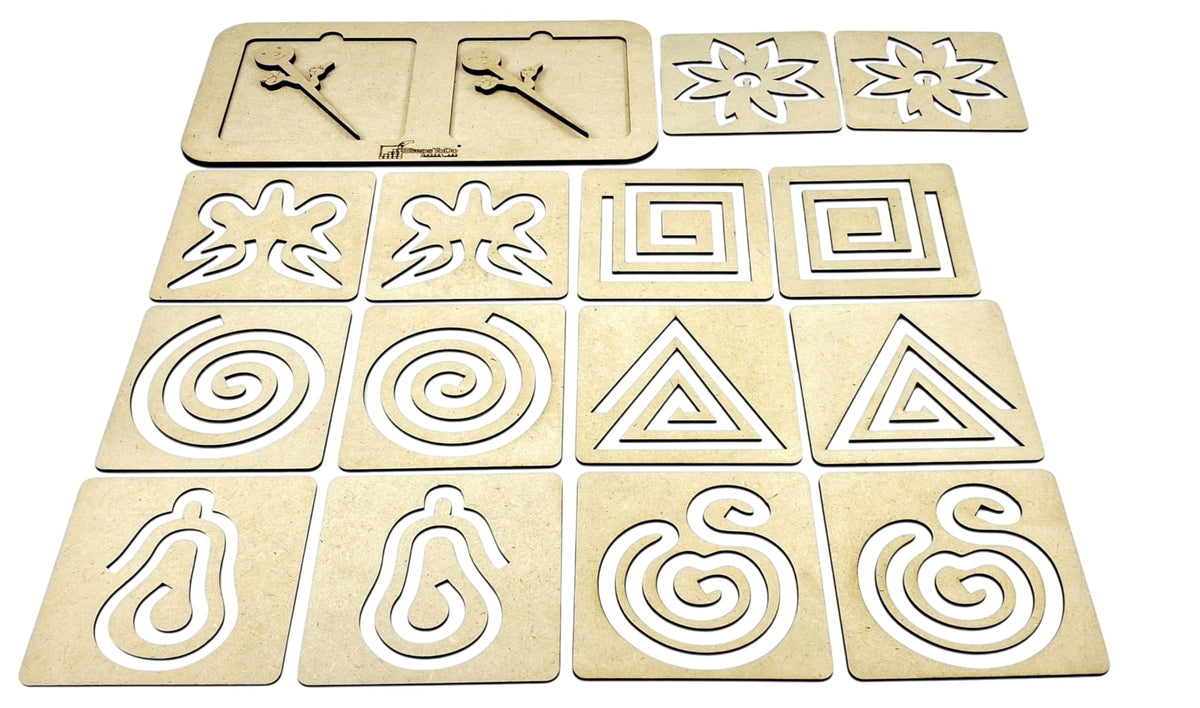 Wooden Pre-Writing Tracing Boards – 12 Boards, 6 Pattern Pairs