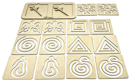 Wooden Pre-Writing Tracing Boards – 12 Boards, 6 Pattern Pairs