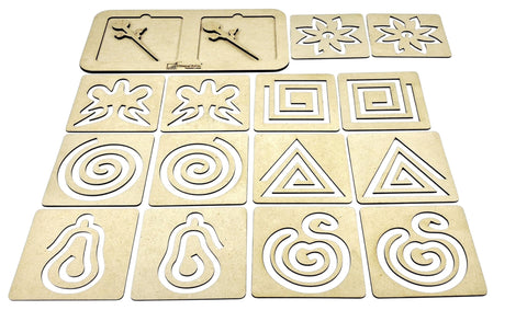 Wooden Pre-Writing Tracing Boards – 12 Boards, 6 Pattern Pairs