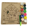 DIY Wooden Ganesha Painting Kit with 12 Tempera Colours & Brush