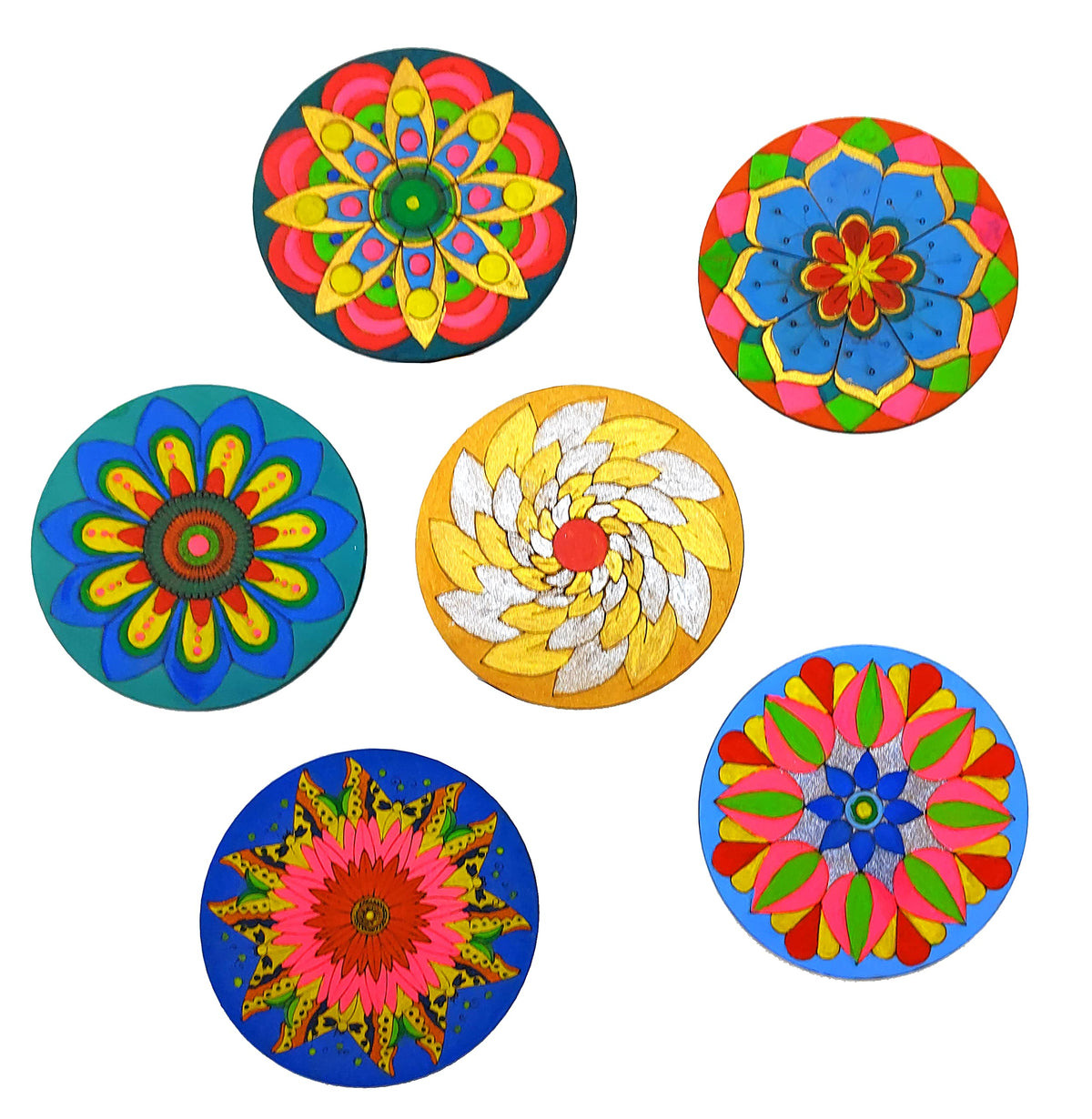 Mandala Coaster Painting Kit A – 6 × 4-Inch Bases, Case, Paints & Stand