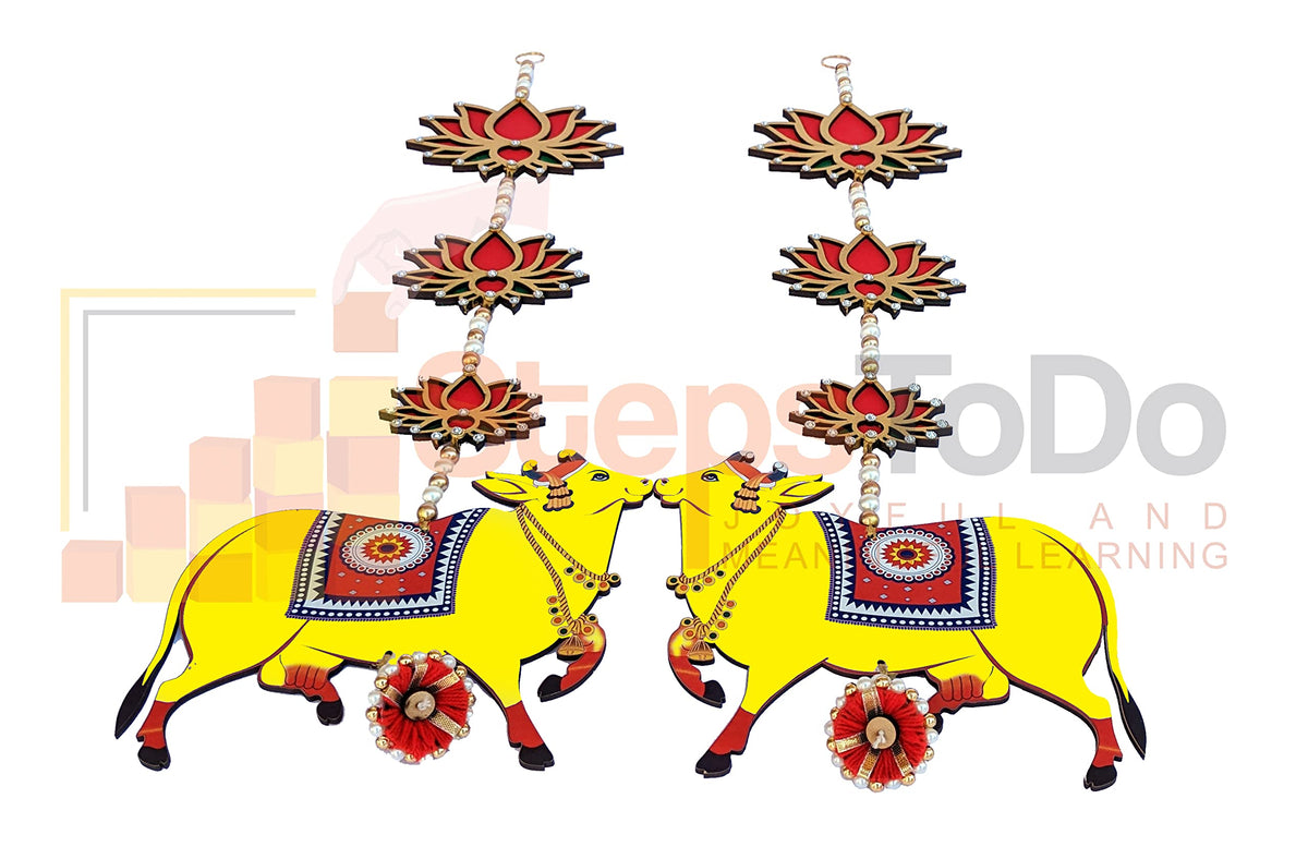 Handmade Pichwai Cow & Lotus Hangings – Jhumki Style