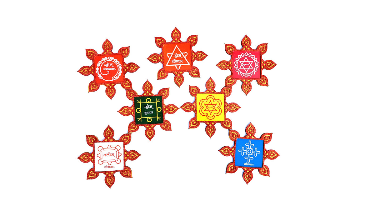 Seven-Day Kolam/Muggulu Rangoli Plate Set