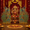 StepsToDo Pair of Hand Painted Peacock Stand with Mirror Work