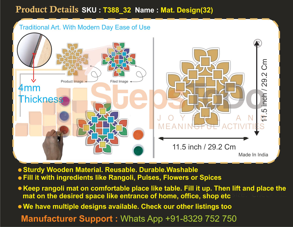 Reusable Rangoli Template Mat – Design 32