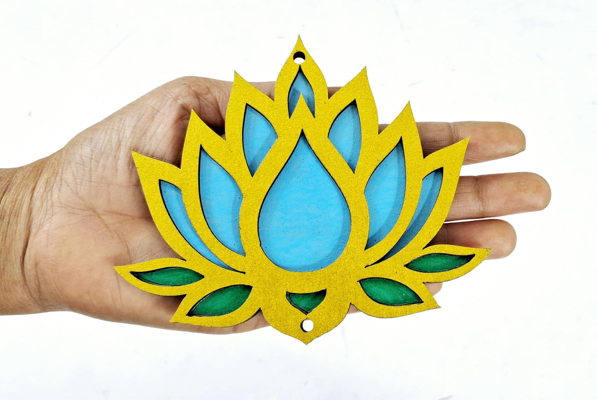 Wooden Lotus Cutouts – Set of 12, Golden with Choice of Colour