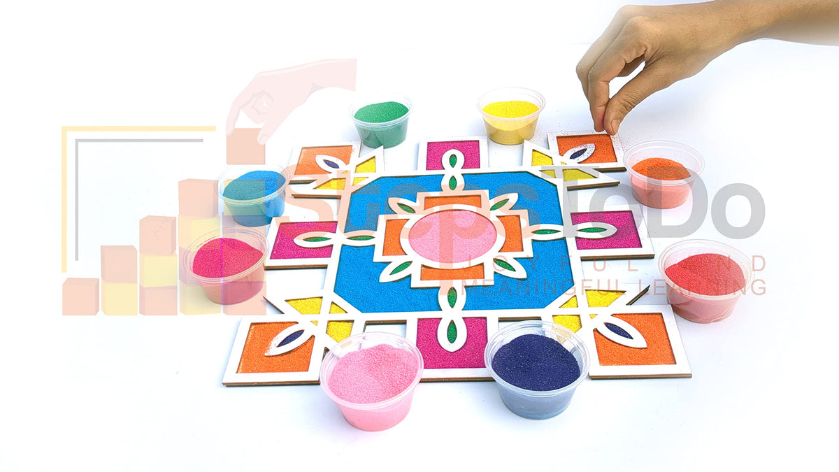 Reusable Rangoli Making Frame with Wooden Base