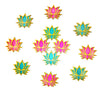 StepsToDo Set of 12 Golden Framed Lotus Flower Shape Wooden Cutout | Rose Pink (6) Ocean Blue (6) | Lotus DIY Rangoli Kit | Diwali, Dashera Decoration, for Pooja, Festival Gift, Wedding Decorations