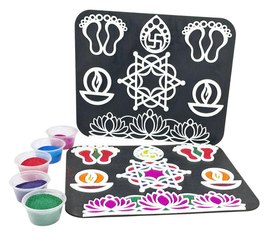 Reusable rectangle rangoli template mat