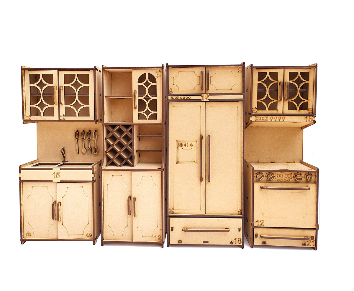 Wooden Kitchen Paint-and-Play Set – Stove, Sink, Microwave & Shelf