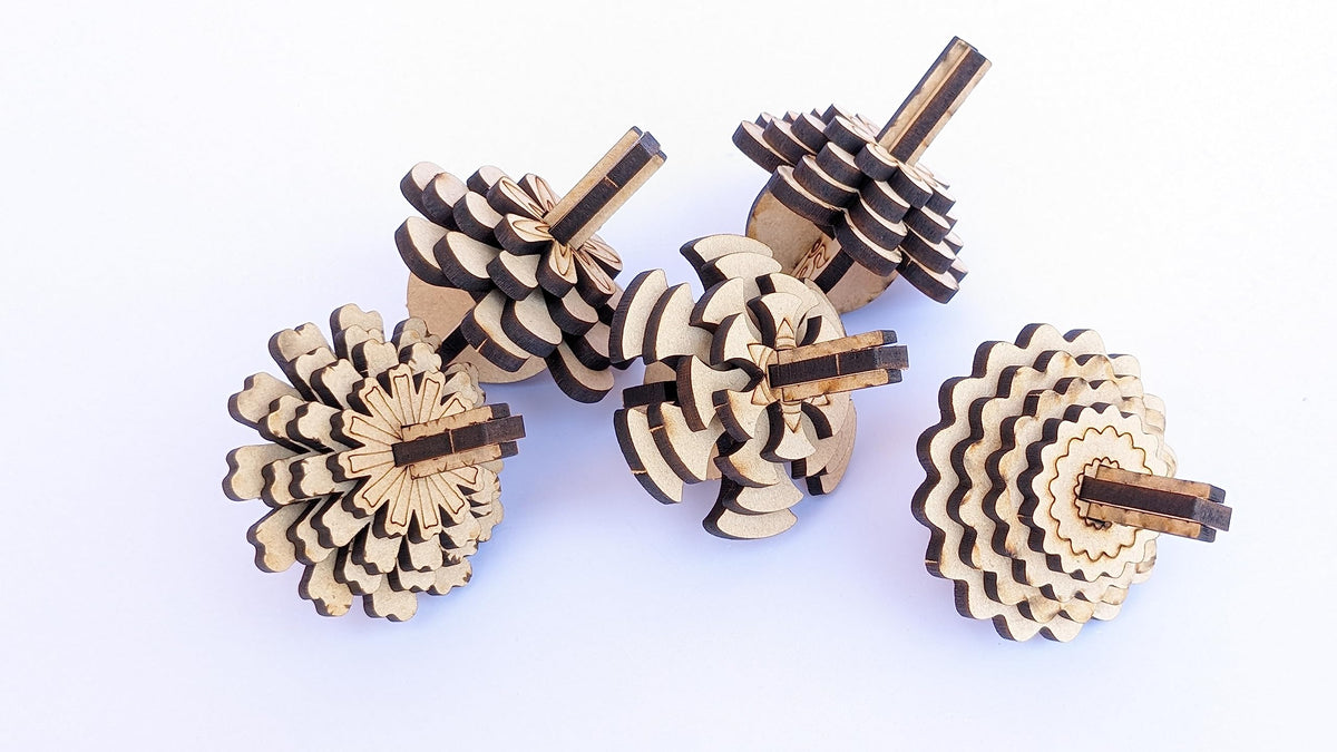 DIY Engraved Wooden Spinning Tops – Set of 5