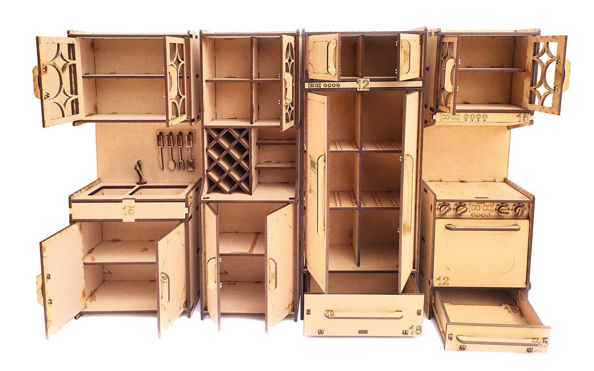 Wooden Kitchen Paint-and-Play Set – Stove, Sink, Microwave & Shelf