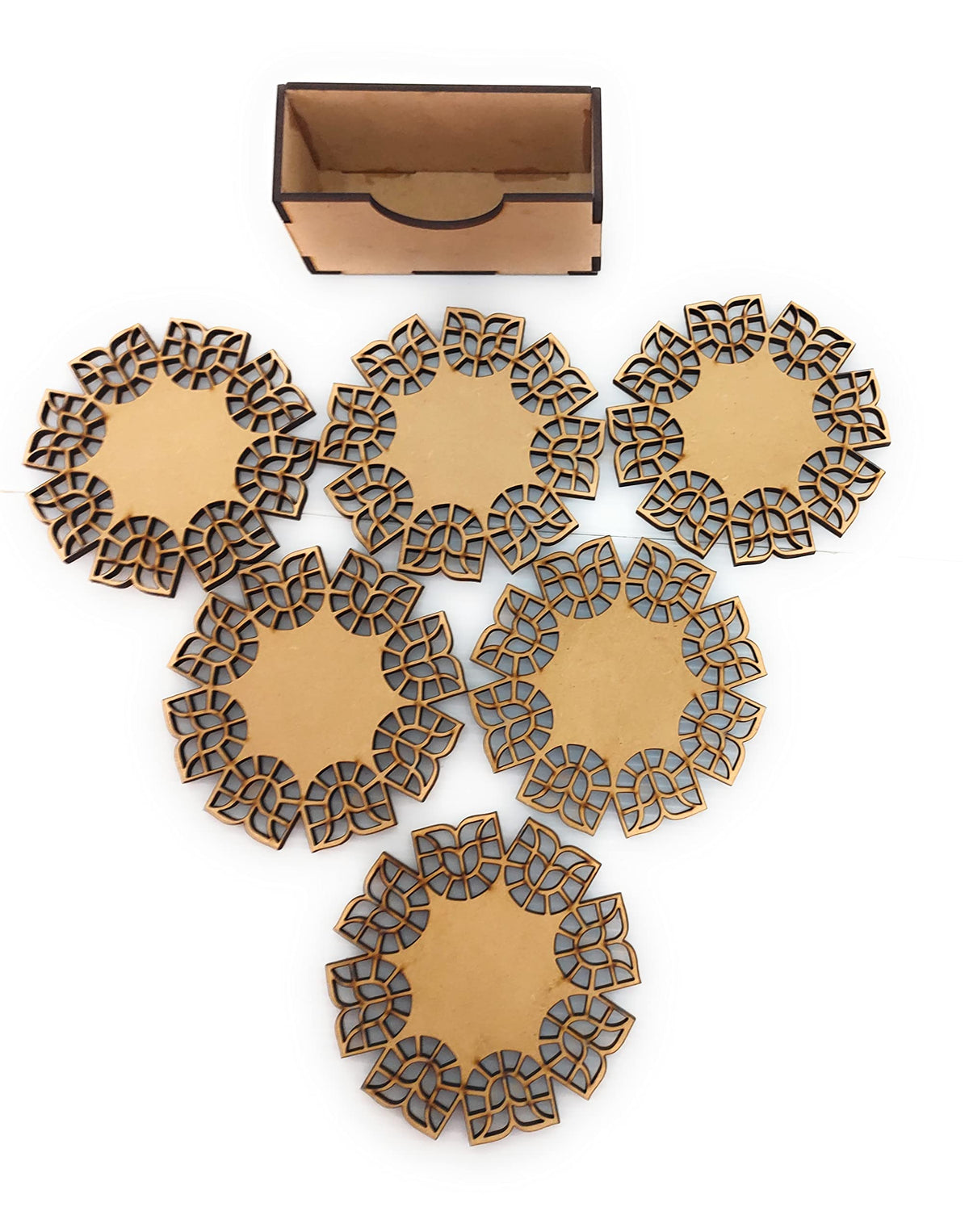 Wooden Drink Coasters with Table Protection Layer – Set of 6