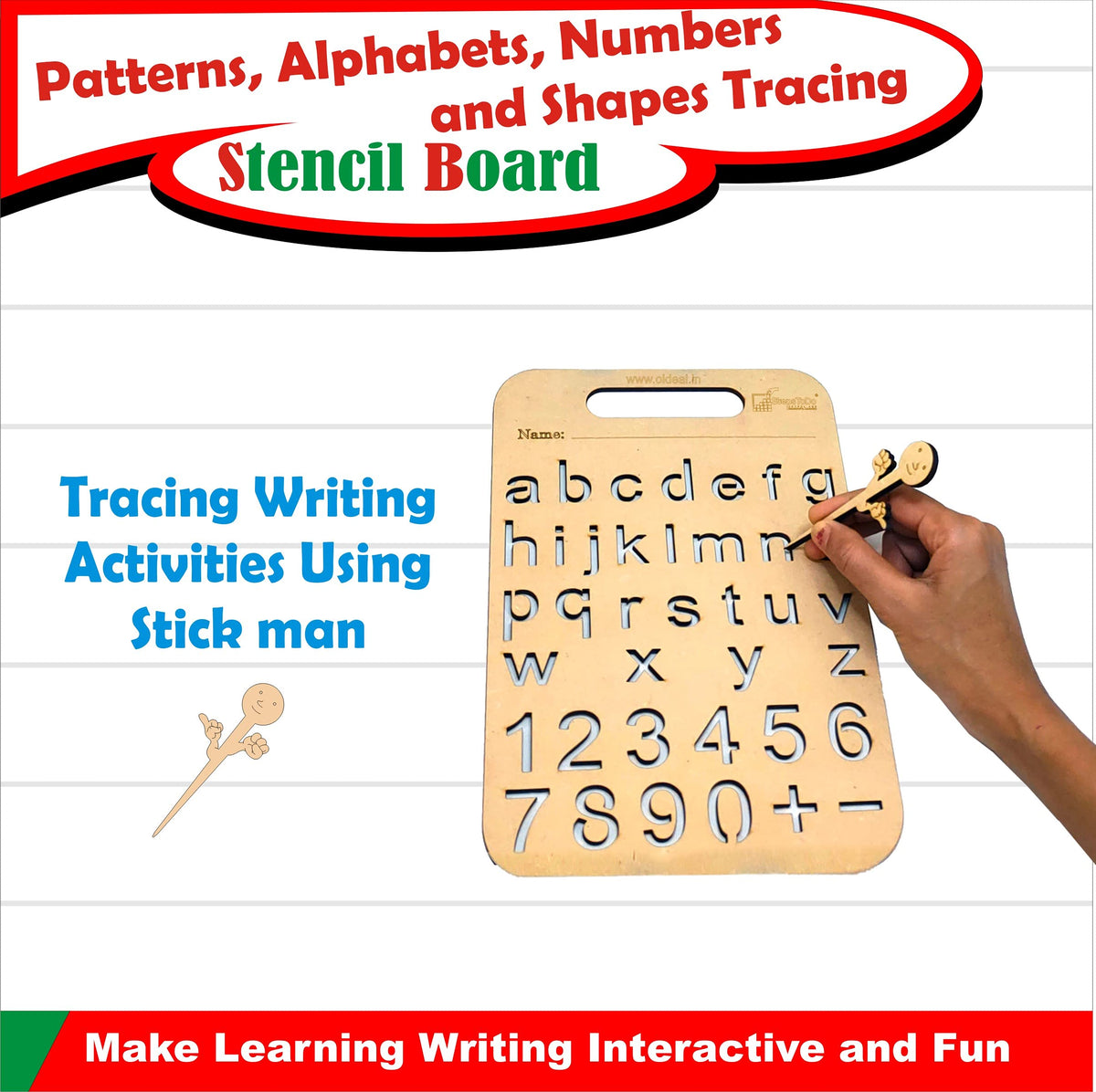 Wooden Tracing Boards – Set of 4, Letters, Numbers, Shapes & Patterns