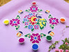 Floating Rangoli Set of 10 – 11-Inch Peacock, 9-Inch Borders, 2.5-Inch Diyas & 4-Inch Flower