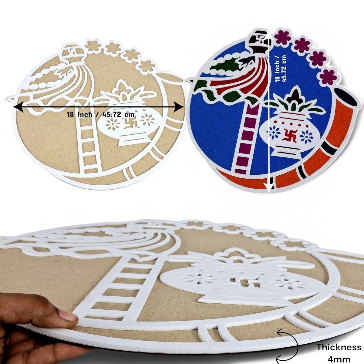 Reusable Gudi Padwa Rangoli Template Mat – Design 2