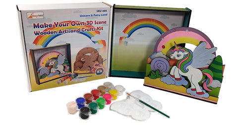 DIY Wooden Unicorn & Fairyland 3D Frame Painting Kit – 8-Inch Square