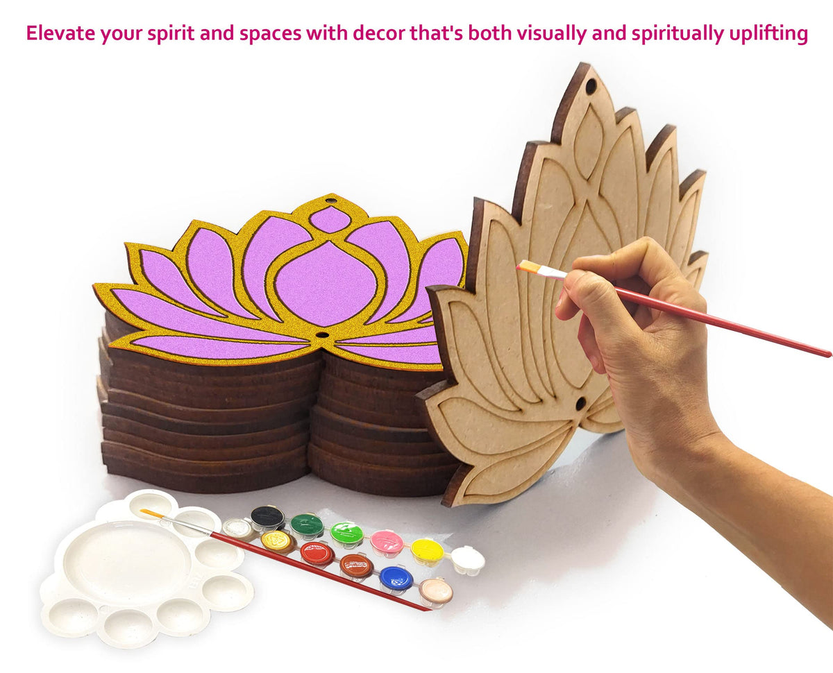 Unfinished Wooden Lotus Cutout – Type A, 4.5 Inch