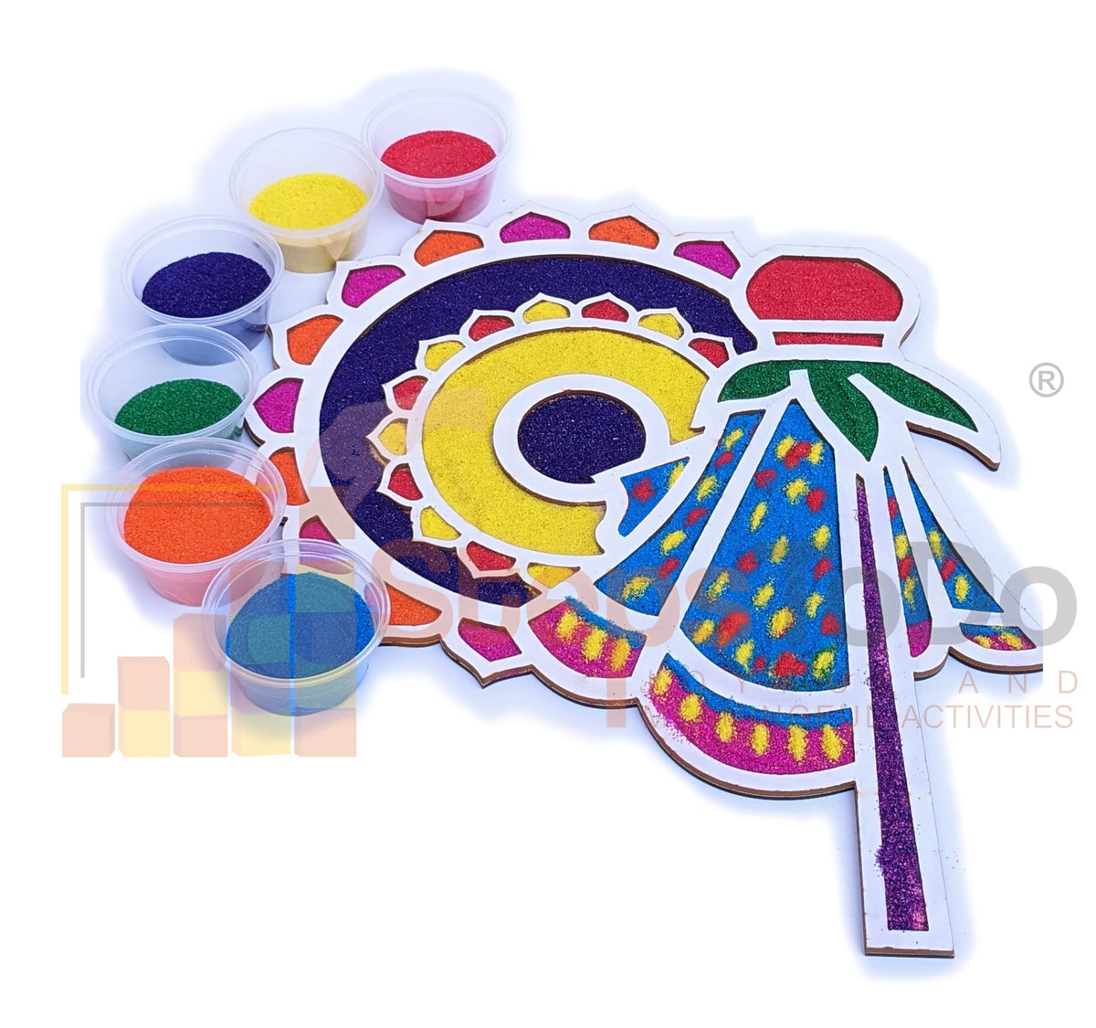 Reusable Rangoli Making Frame with Wooden Base