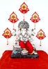 Hand-Painted Diya Jharokha – Red & Yellow, Mirror Work & Pearl Hanging