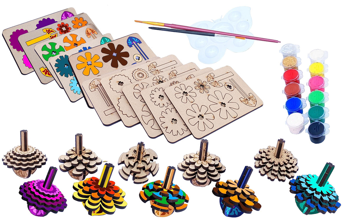 DIY Engraved Wooden Spinning Tops – Set of 5