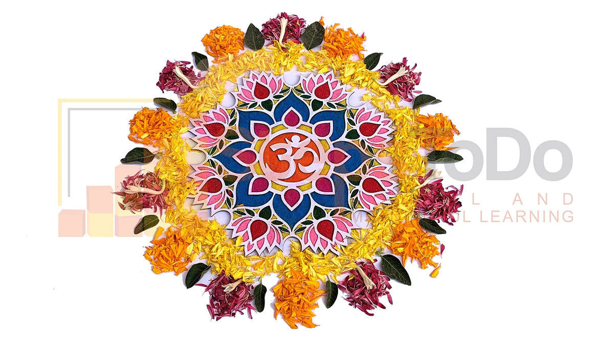 Reusable Rangoli Making Frame with Wooden Base