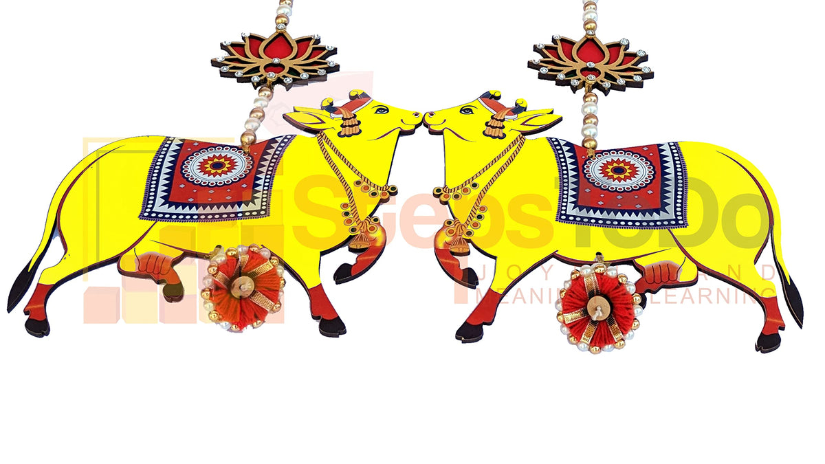 Handmade Pichwai Cow & Lotus Hangings – Jhumki Style