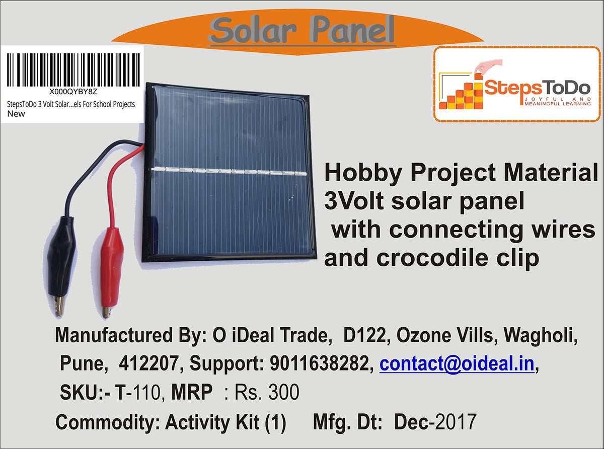 3V Solar Panels with Connecting Wires & Crocodile Clips