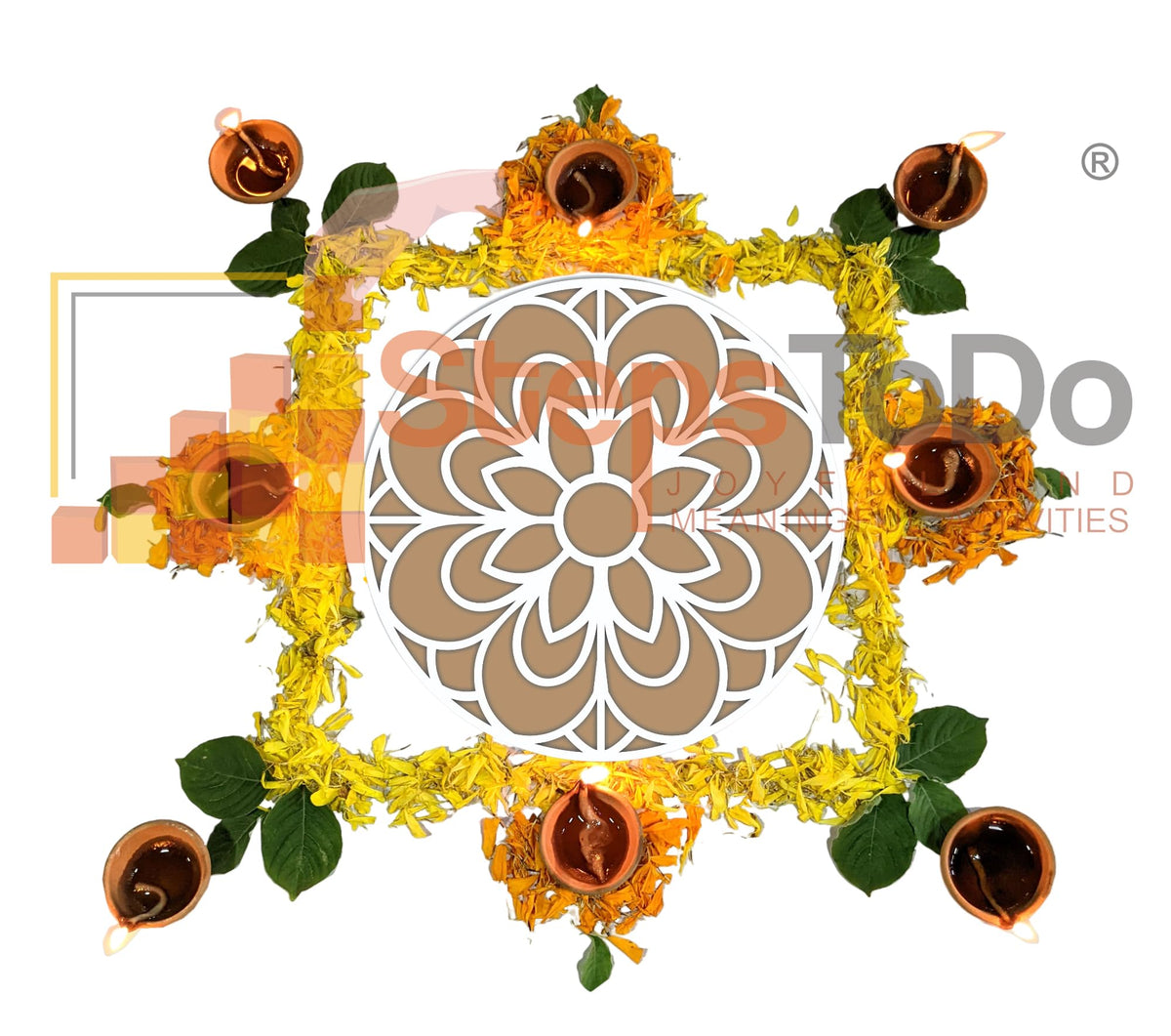 Large Reusable Floating Rangoli Mat – Design 28