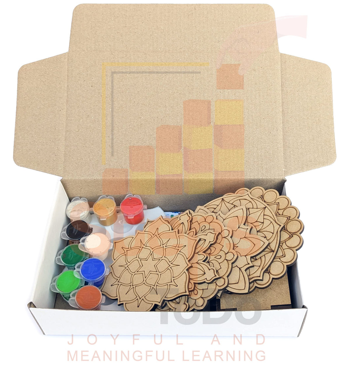 Mandala Coaster Painting Kit D – 6 × 4-Inch Bases, Case & Paints