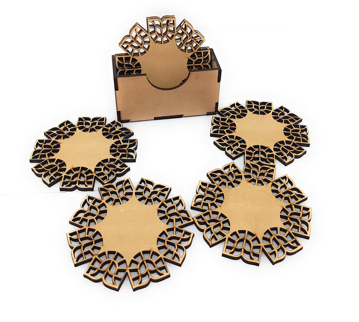 Wooden Drink Coasters with Table Protection Layer – Set of 6