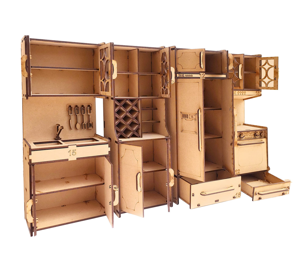 Wooden Kitchen Paint-and-Play Set – Stove, Sink, Microwave & Shelf
