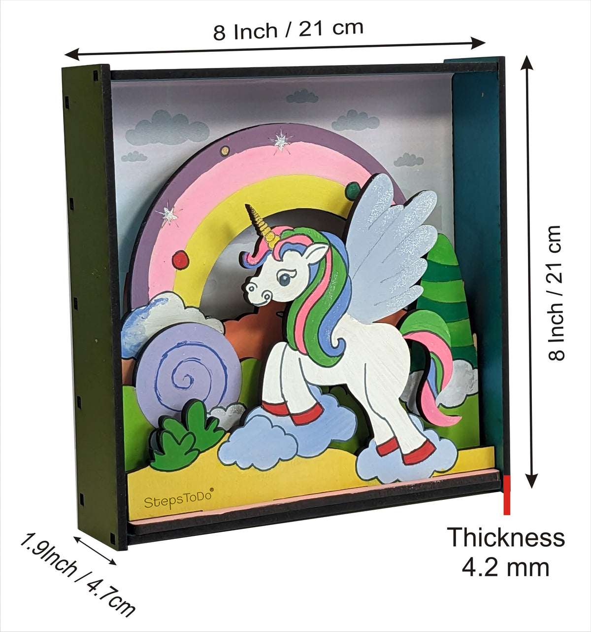 DIY Wooden Unicorn & Fairyland 3D Frame Painting Kit – 8-Inch Square