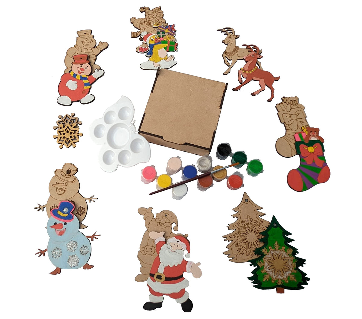 DIY Wooden Christmas Ornament Painting Kit in Wooden Box