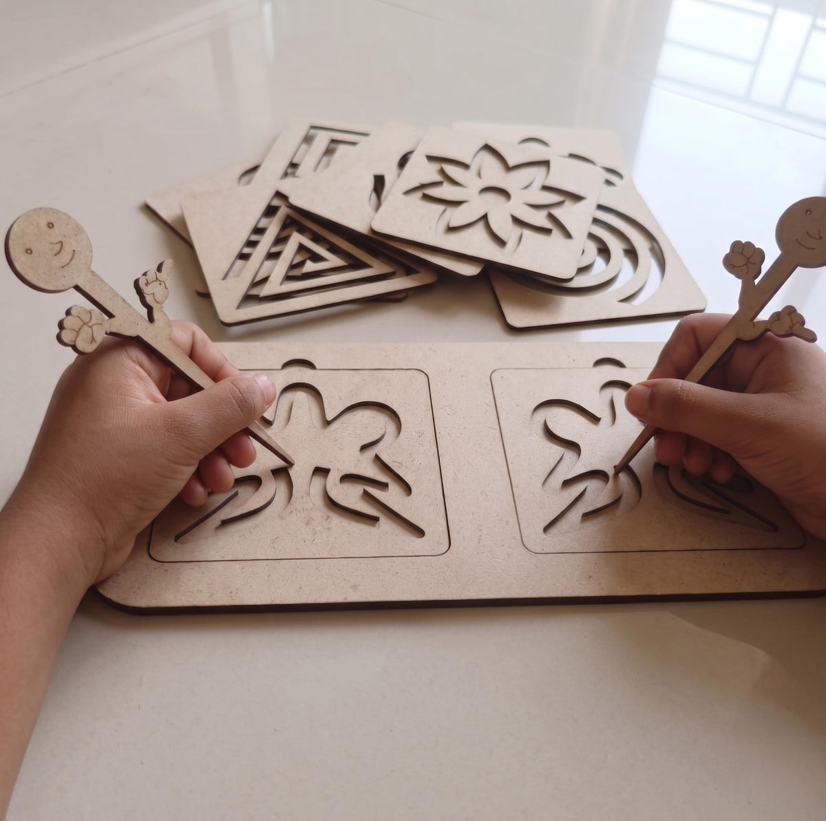 Wooden Pre-Writing Tracing Boards – 12 Boards, 6 Pattern Pairs
