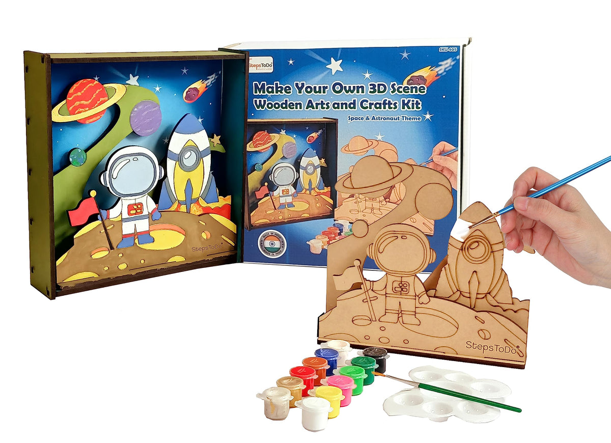 DIY Wooden Space & Astronaut 3D Frame Painting Kit – 8-Inch Square