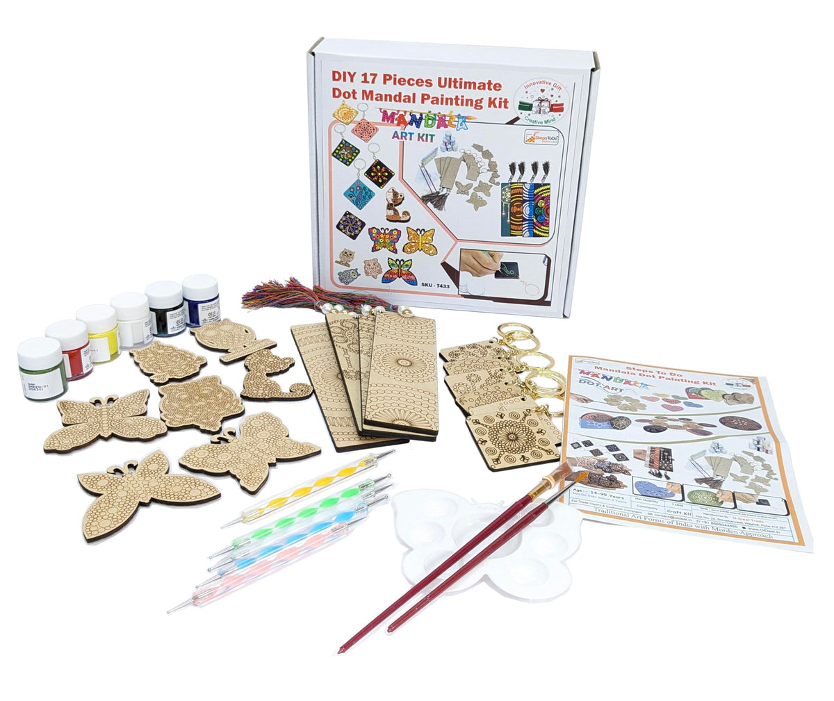 Dot mandala painting kit with keychains, magnets and bookmarks