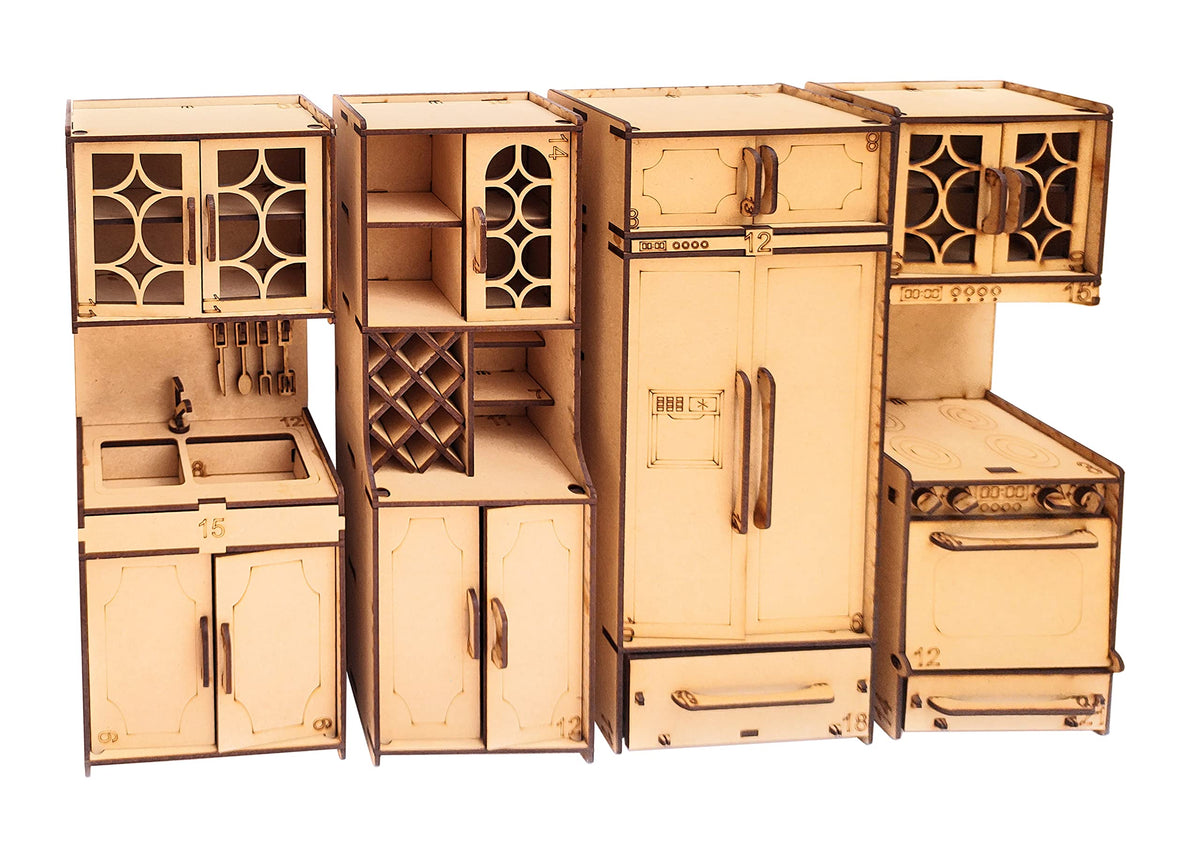 Wooden Kitchen Paint-and-Play Set – Stove, Sink, Microwave & Shelf