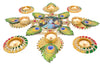 Radha Krishna MDF Rangoli Set with Peacock Feather & Tealights – 9 Pieces