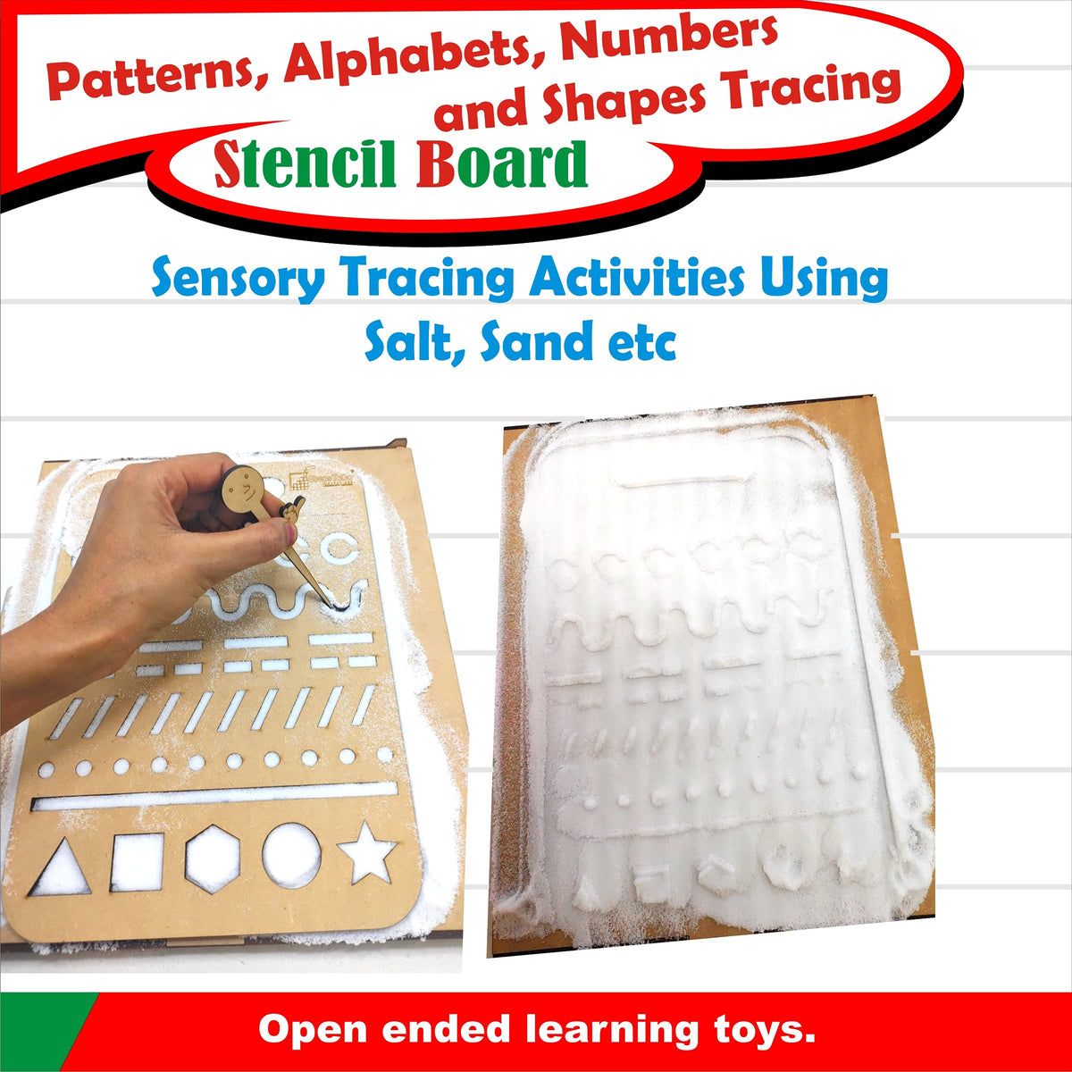 Wooden Tracing Boards – Set of 4, Letters, Numbers, Shapes & Patterns