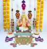 Ready-to-Use Wooden Rangoli Mat with Mirror Work – T438_D